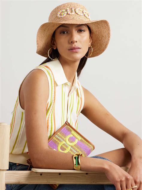 mr porter gucci hat|GUCCI Embroidered straw hat .